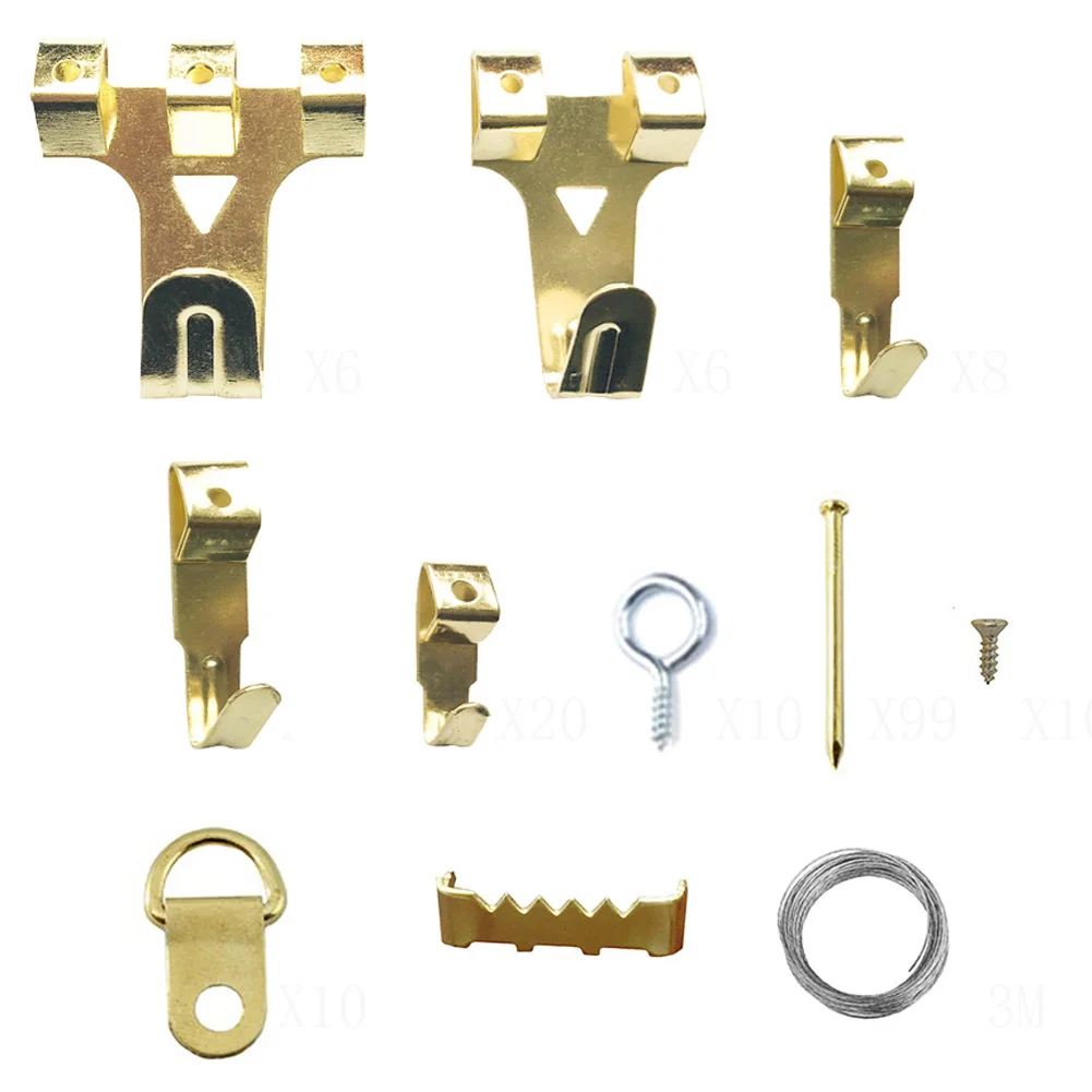 

Stable Hanging Kit Sturdy Picture Frame Hooks Metal Support Nails Easy Install Tools Reusable Hardware Traceless With Wire