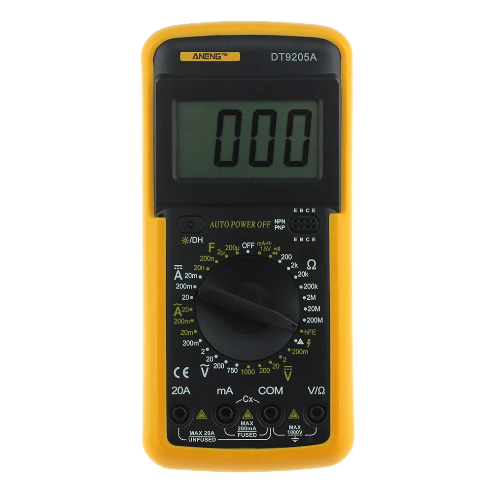 

ANENG DT9205A Digital Multimeter AC/DC Voltage Current Resistance Capacitance Voltmeter Ammeter Multi Tester LCD Display