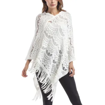 

COCKCON Women British Style Poncho Winter scarf Tassel Cardigan Coat Knitted Ponchos and capes Warm Shawls Scarves Femme 2018