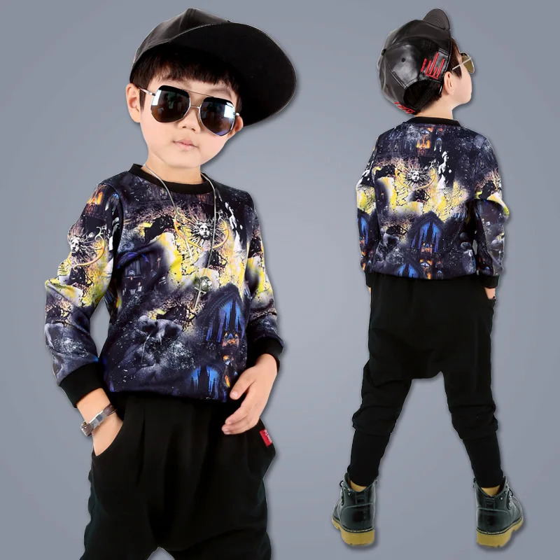 

Children Boys clothing set autumn teenage boys sport suit school casual print punk style kids clothes tracksuit boys clothes