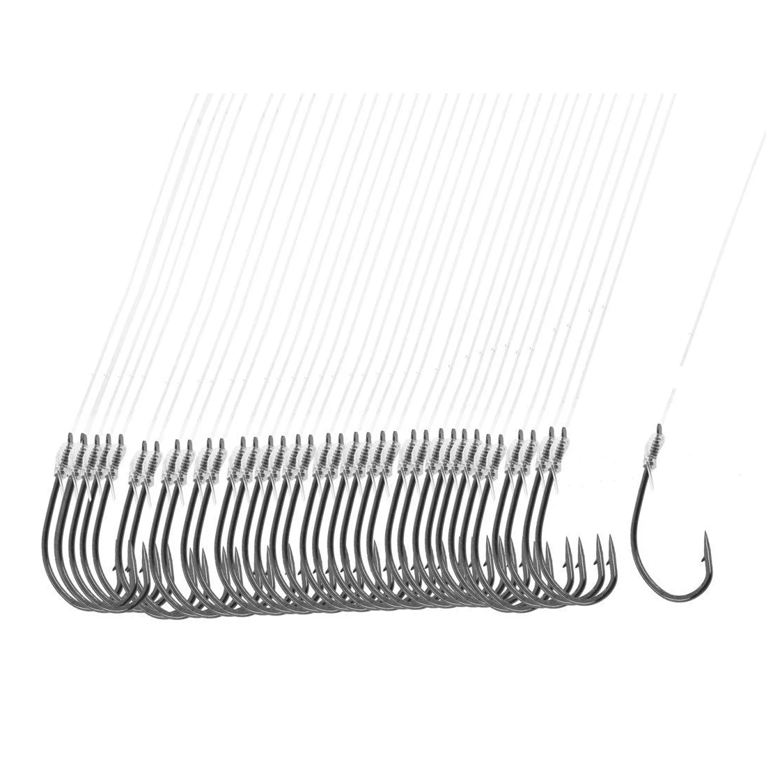 

40 Pcs 20" Long Fishing Line 8# Darl Gray Metal Fish Hooks