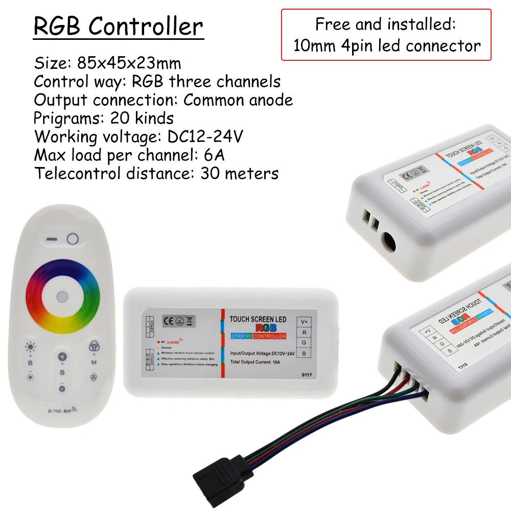 RGBW/RGB светодиодный контроллер Сенсорный экран 2 4 г DC12 24V 18A пульт дистанционного