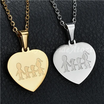 Atoztide, 1 шт., милое мультяшное семейное ожерелье из нержавеющей стали с подвеской в виде сердца для мамы, папы, мальчика и девочки, рождественский подарок - Окраска металла: heart 2 boys