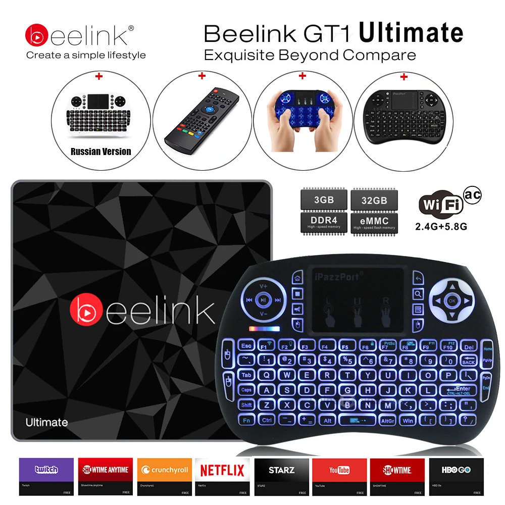 

Beelink GT1 Ultimate TV Box Amlogic S912 Tvbox Android 7.1 Octa Core 3G 32G CPU DDR4 Dual WiFi Set Top Box Media Player Boxe