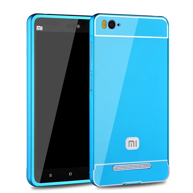 Чехол для xiaomi mi4c, чехол для xiaomi mi 4i, алюминиевая металлическая рамка, акриловый чехол для xiaomi mi 4c, тонкий чехол для xiaomi mi 4i - Цвет: Синий