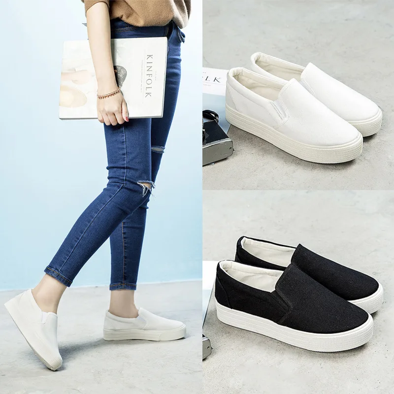 

OUTBENE Women Flats Shoes Slip On Casual Breathable Ladies Shoes thick bottom Lazy Loafers Female Espadrilles zapatos mujer 2019