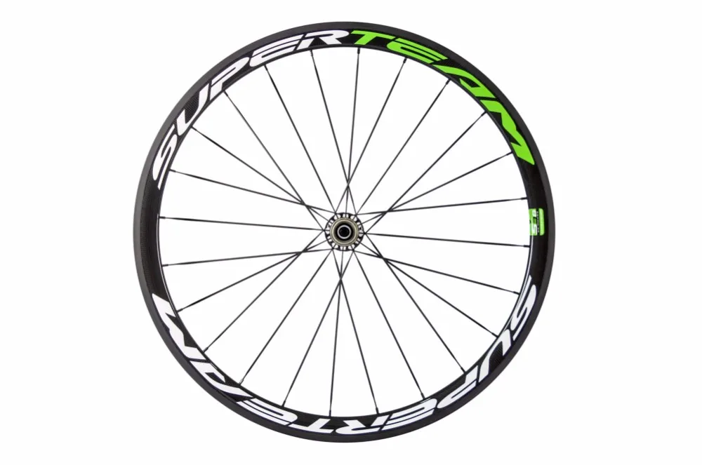 Perfect SuperTeam White and Green Full Carbon 700C Road Bike Wheelset 38mm Clincher wheel bicycle wheelet 4