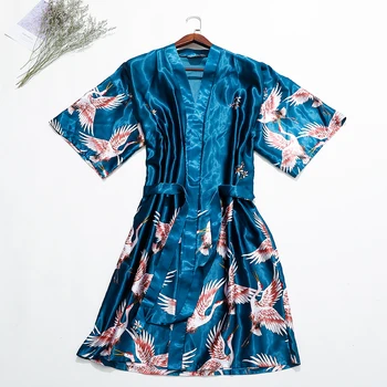 

Animal Print Female Night Wear Novelty Kimono Bathrobe Half Sleeve Summer Sleepwear SEXY Bride Bridesmaid Robe Casual Negligee