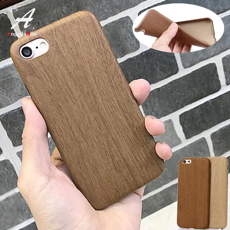 

Phone Case For iPhone 6 6S 7 8 Plus X Case Wood Pattern Ultra Slim Soft PC Cover For iPhone 6 6s Plus X Case