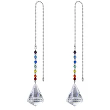 H& D Кристалл 38 мм конусные призмы чакра Висячие Suncatcher оконный орнамент Радуга производитель 2 шт. потолочный вентилятор вытяжной цепи Декор для дома