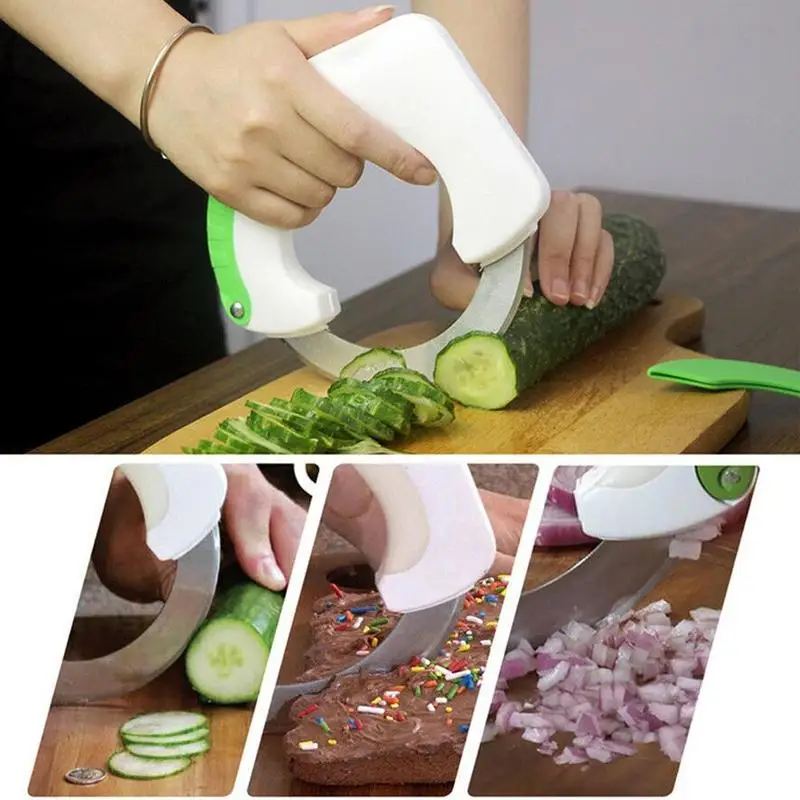 

Multifunctional Stainless Steel Rotatable Round Shaped Rolling Circular Kitchen Knife Pizza Meat Cake Vegetable Kitchen