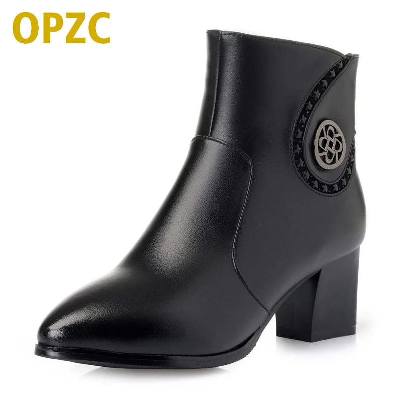 

AIYUQI Woman booties 2019 genuine leather female Martin boots, pointed fashion high-heeled women bare boots,women office boots
