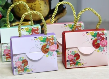 

creative sweet love rose flowers purse bag candy bag DIY new marriage charm Shower Favor Boxes Wedding Party Gift hold bag