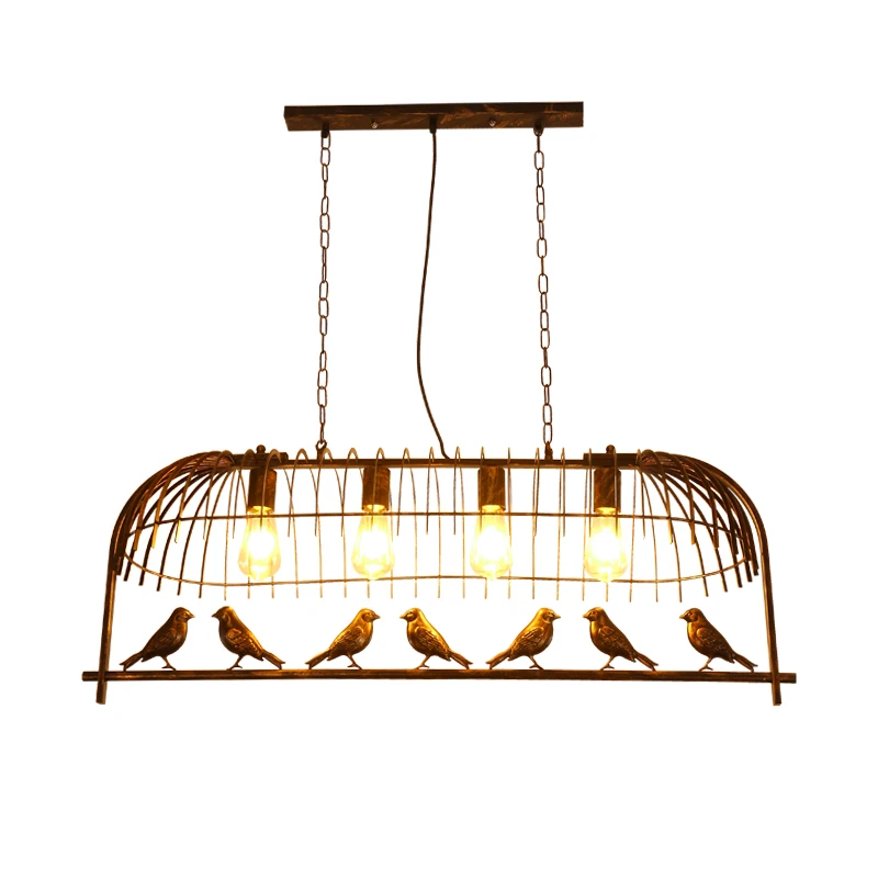 

Vintage Iron Hanging Light American Industrial Bar Cafe Bird Decor Pendant Lamps 3 Heads/7 Heads Birdcage Light For Coffee Shop