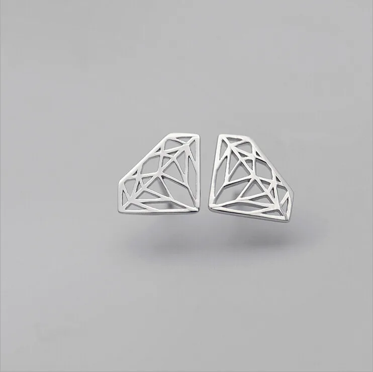 2016 New Fashion Sterling Silver Jewelry Simple Hollow Geometry font b Earrings b font For Women