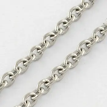 

316 Stainless Steel Cross Chains, Soldered Rolo Chains, Stainless Steel Color, 2x2x0.5mm; 50m/roll