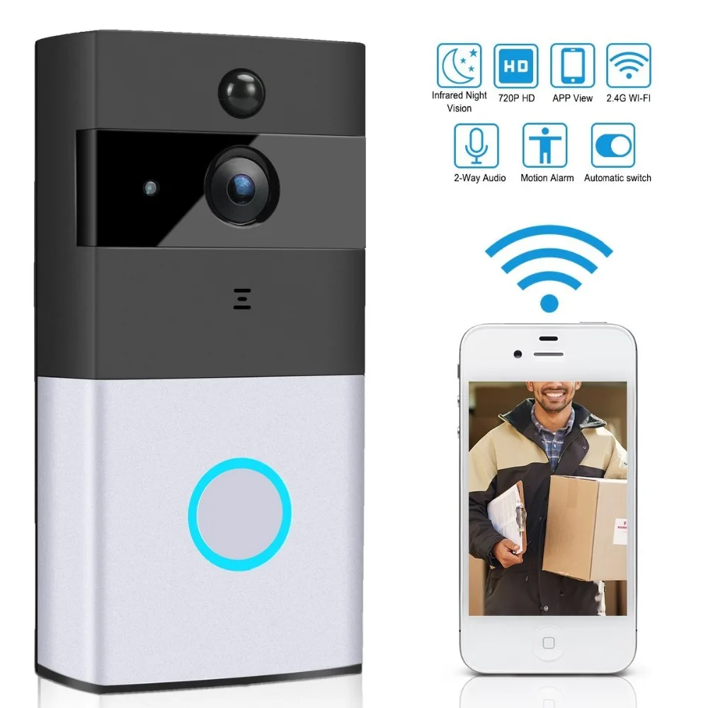 

Smart WiFi Video Doorbell Camera Visual Intercom with Chime Night vision IP Door Bell Wireless chime Home Security Camera