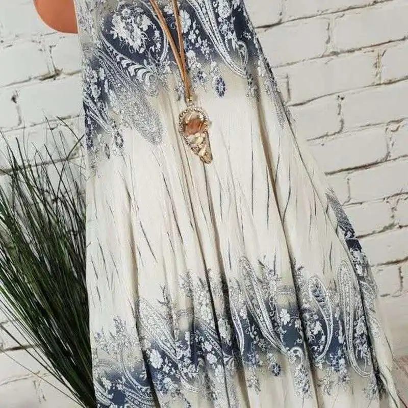 

Large size Women's Dress 2019 summer new best selling fashion wild print round neck sleeveless Dresses