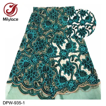 

Latest African Lace Fabric 2019 High Quality Velvet Lace with Sequins Nigerian Tulle Lace Fabrics for Wedding DPW-935
