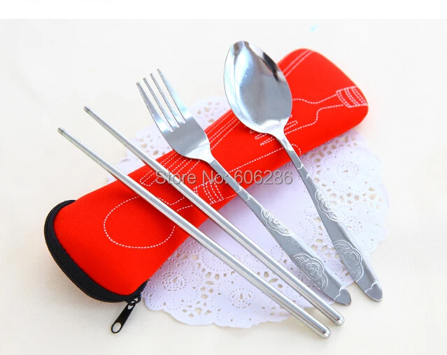 Wholesale Outdoor Portable Lunch Stainless Steel Spoon Fork Chopsticks