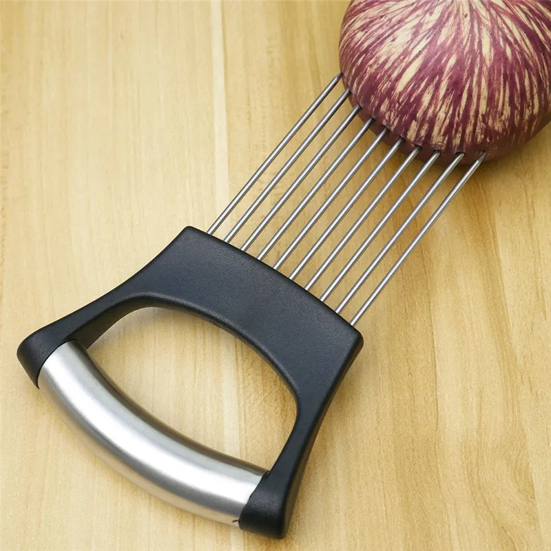 Stainless Steel Onion Cutter Holder Vegetable Fruit Cutter Tomato