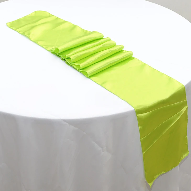 50pcs 30 x 275cm Lime Green Cheap Banquet Satin Table Runners For