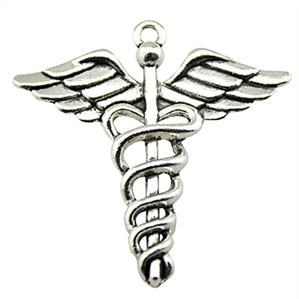 

4pcs Caduceus Medical Pendant 2 Colors Caduceus Medical Symbol Pendant Charm Caduceus Medical Symbol 40x40mm