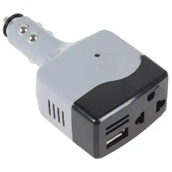

500mA DC 12 / 24V to AC 220V / USB 6V Grey Car Mobile Power Converter Inverter Adapter with Plastic Suitable for Cars