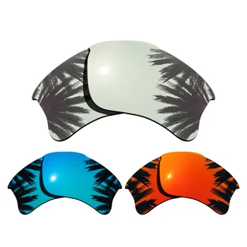 

(Silver+Ice Blue+Orange Red Mirrored Coating) 3-Pairs Polarized Replacement Lenses for Flak Jacket XLJ 100% UVA & UVB Protection