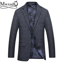 Mwxsd брендовый повседневный мужской клетчатый пиджак, мужской толстый костюм, мужской тонкий жакет, серый деловой Блейзер, пиджак, пальто, M-3XL