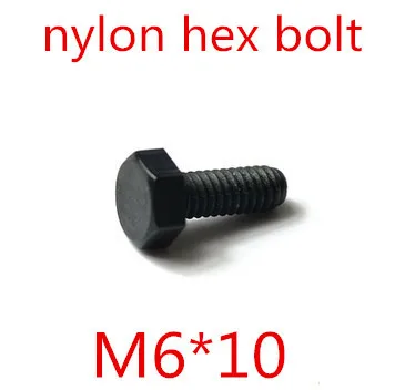 

100pcs M6*10 M6 x 10 Black Nylon Plastic Hex Bolt Hex Head Screw Insulation Bolt