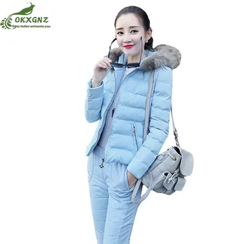 

New winter down cotton sets women fashion large-size thickening warm suit jacket female high-end cotton two sets of tide OKXGNZ