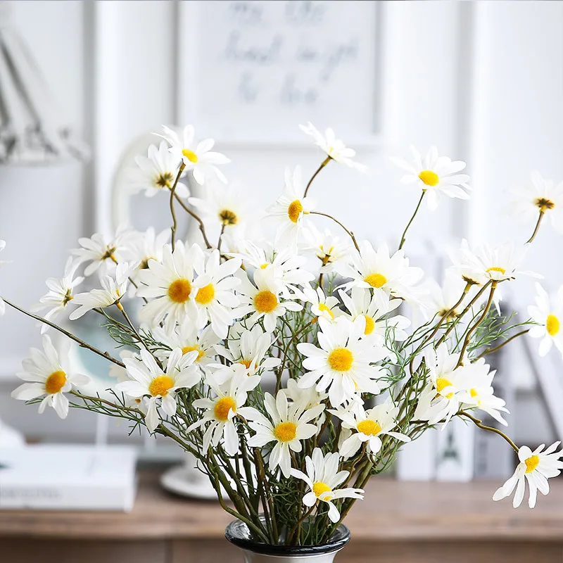 Flone Artificial Small Daisy Fake Plant Silk Flower Bouquet Wedding Home Party Flower Arrangement Decoration Supplies (2)