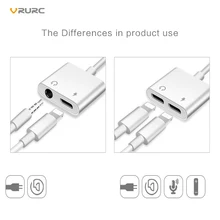 

VRURC 3 in 1 Audio Charger Adapter For iPhone X 7 8 Plus Charger Cable Adapter For Lightning to 3.5mm AUX Converter Cable