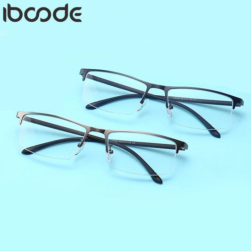Iboode, анти-синий светильник, очки для чтения, для мужчин и женщин, металлическая полуоправа, дальнозоркость, очки для чтения+ от 1,0 до+ 4,0 диоптрий