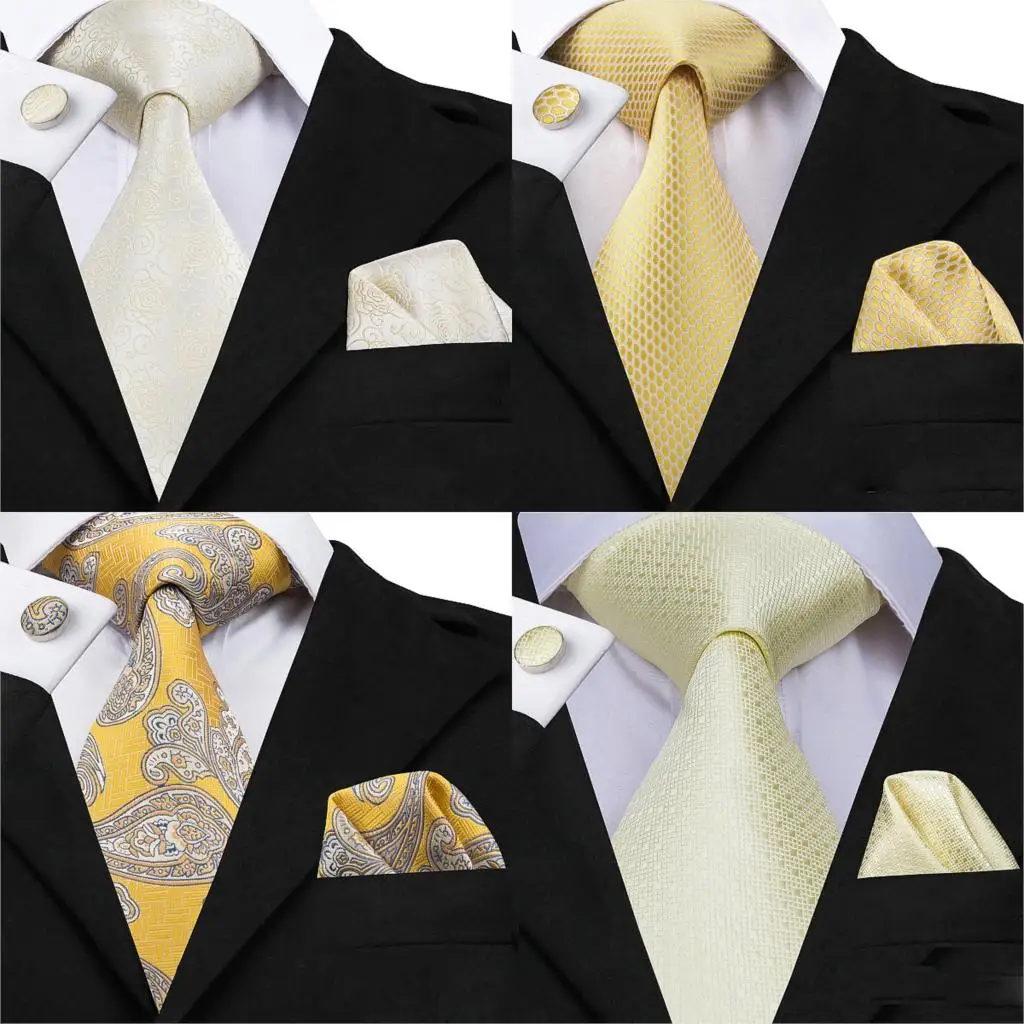 Mens Tie Set Jacquard Silk Ties Pocket Square Cufflinks Fashion Floral 8.5cm For Men