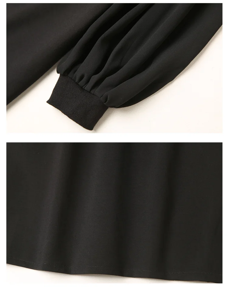 XL-5XL размера плюс элегантное платье женская одежда весна расшитое бисером кисточка v-образный вырез шифон длинный рукав лоскутное черное платье