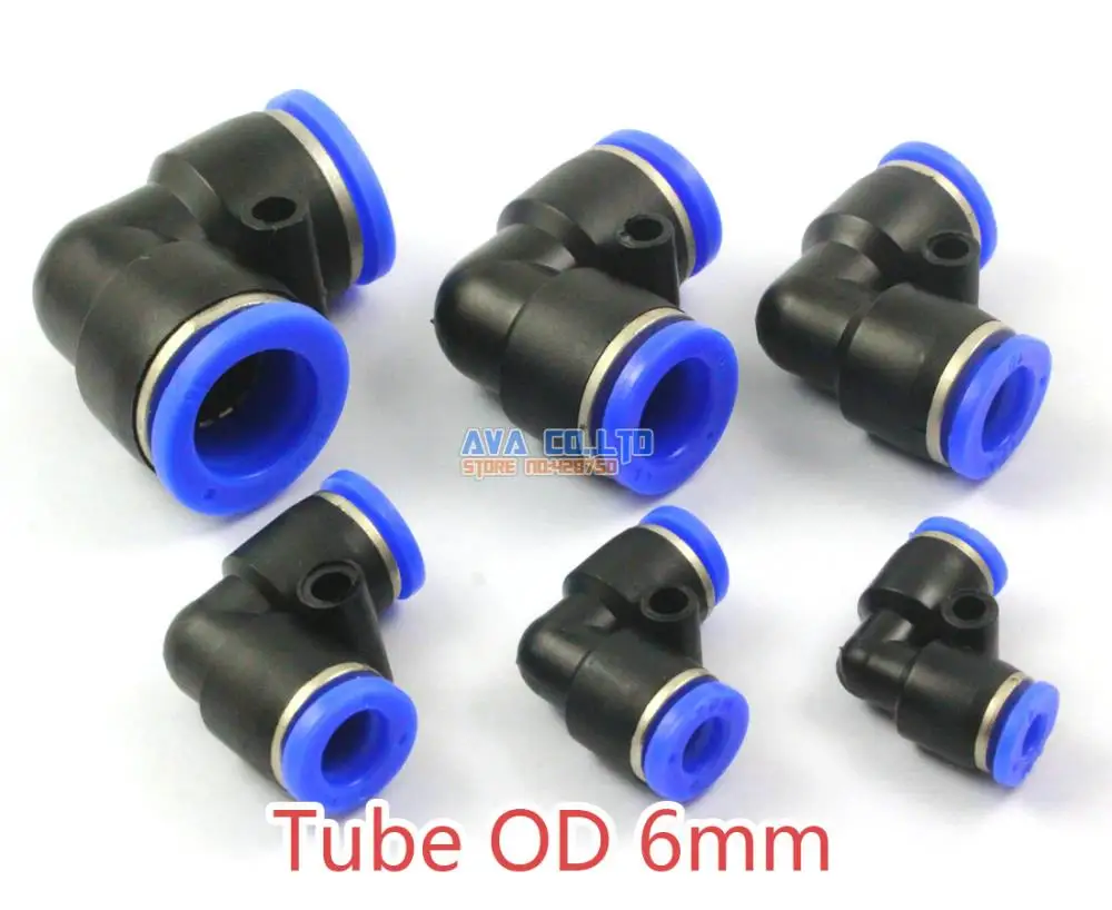 

50 Pieces Pneumatic Elbow Union Tube OD 6mm L Shape Push In To Connect Fitting One Touch Quick Release Fitting