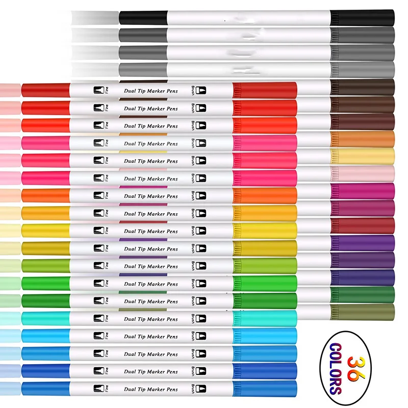 

Art Water Color Markers Office Accessories Drawing fiuneliner Calligraphy Dual Watercolor Brush Tip Marker Pen