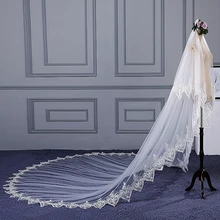 RSV88 реальные фотографии yiaibridal Кружево краями два слоя собор свадебная фата