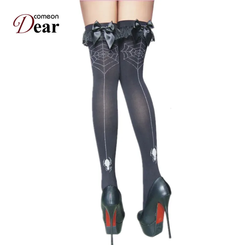

Comeondear HA2103 Sexy Lingerie Compression Socks Lace Top Sexy Kousen Lolita Cosplay Bowknot Knee Socks Thigh High Socks