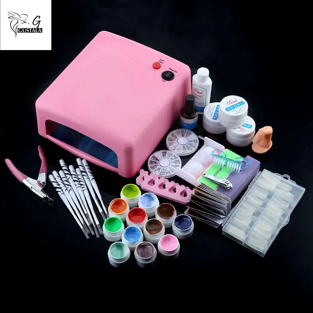 

Gustala 36W Nail Art Tools Set Kit Gel Polish UV LED Ultraviolet Lamps For Drying Nail Dryer Manicure Top Set Nail Gel Tools