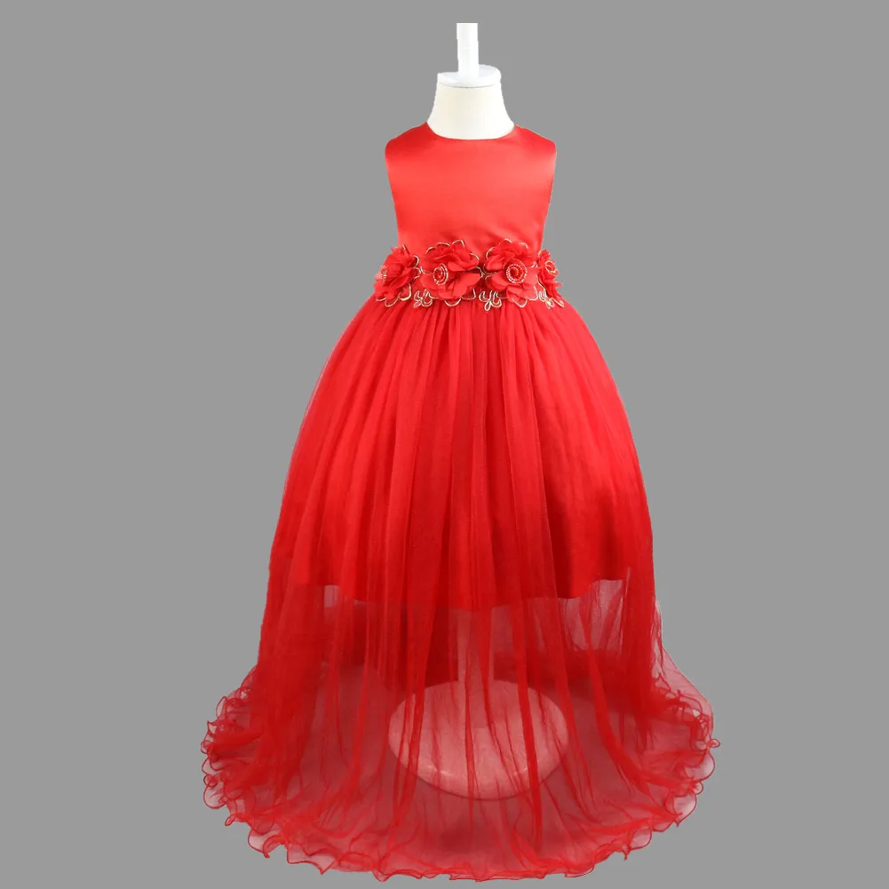 

DKDGNY New Princess Dress girl Children Flower Bow grenadine Costume Wedding Party Dress 2018 Summer Clothes Size 3-1 Pageant