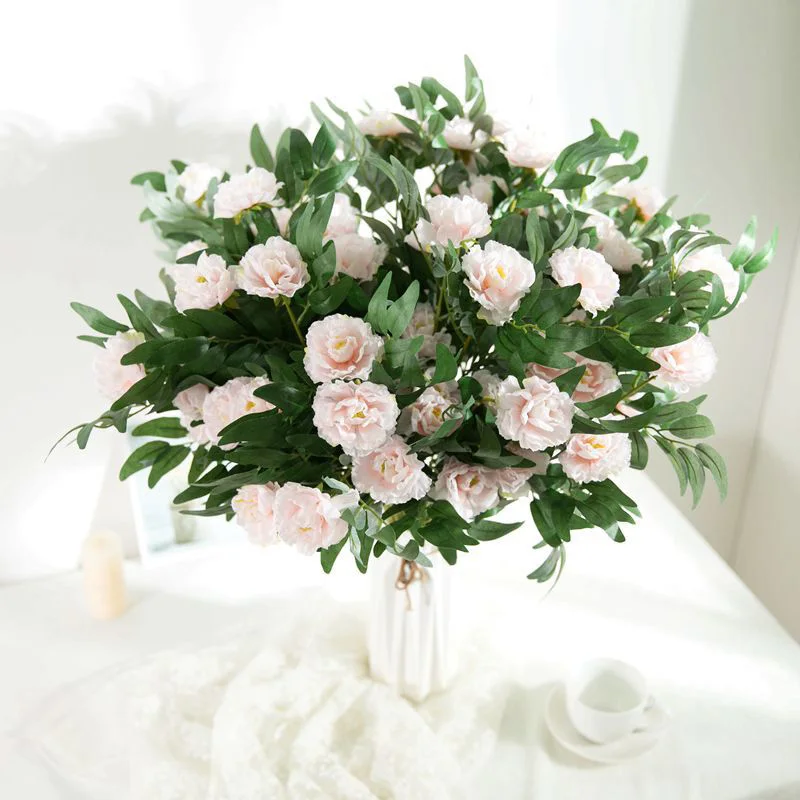 Искусственные цветы 3 головки розы белые шелковые украшение поддельные букет