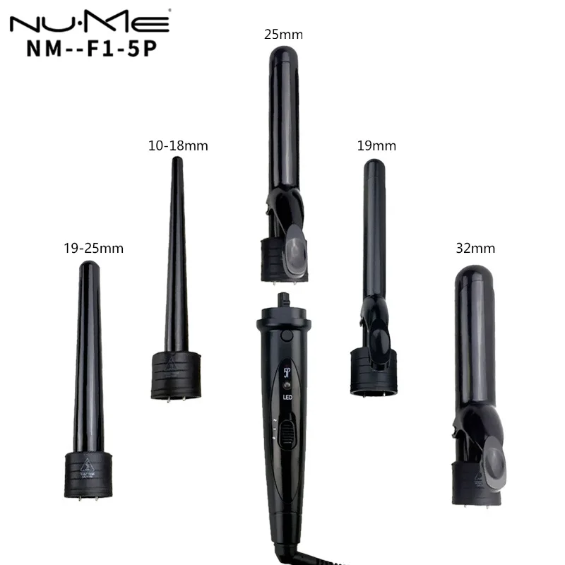 5 In 1 Ceramic Curling Iron Interchangeable Hair Curler waver LED display Curling Wand Professional roller With Resistant Glove 4 in 1 curling iron set professional hair curler ceramic interchangeable hair wand multi color hair iron with glove
