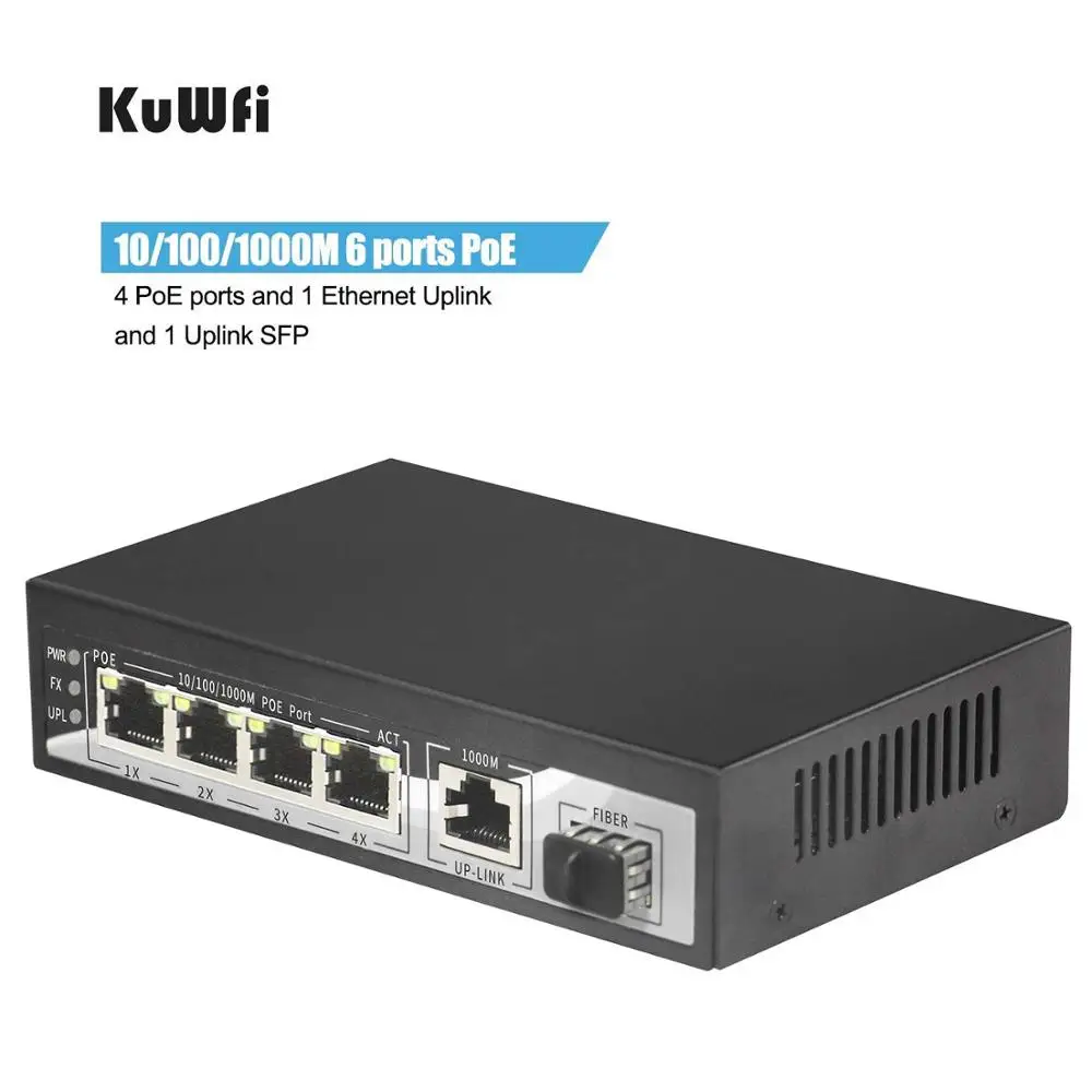 Сетевой коммутатор POE 1000 Мбит/с 6 портов гигабитный Ethernet 4*10/100/1000 порт 10 Гбит/с