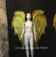 2Pcs Victoria Catwalk Show Gold Plated Wings TVShow Eveing Dress Costumes Stage Performance Cosplay Women Clothes Party Supplies