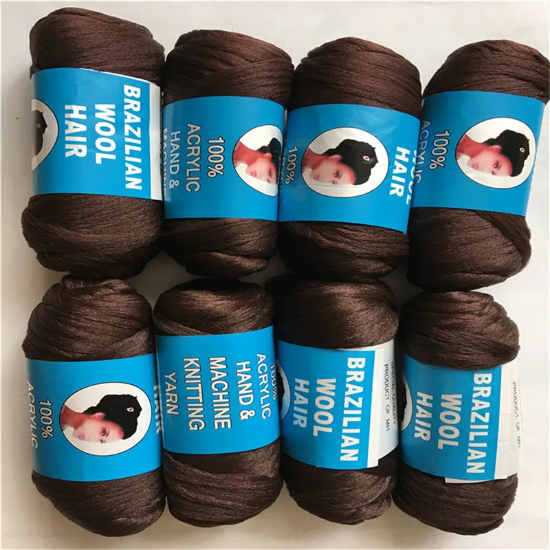 

free shipping 5pcs brazilian wool hair yarn for braiding and senegalese twisting high quality wool hair attachment knitting hair