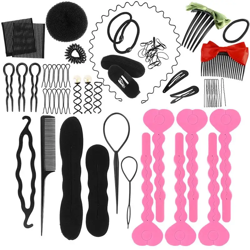 9pcs Women Magic Braiders Hair Twist Styling Clip Stick Bun Make-up Tools