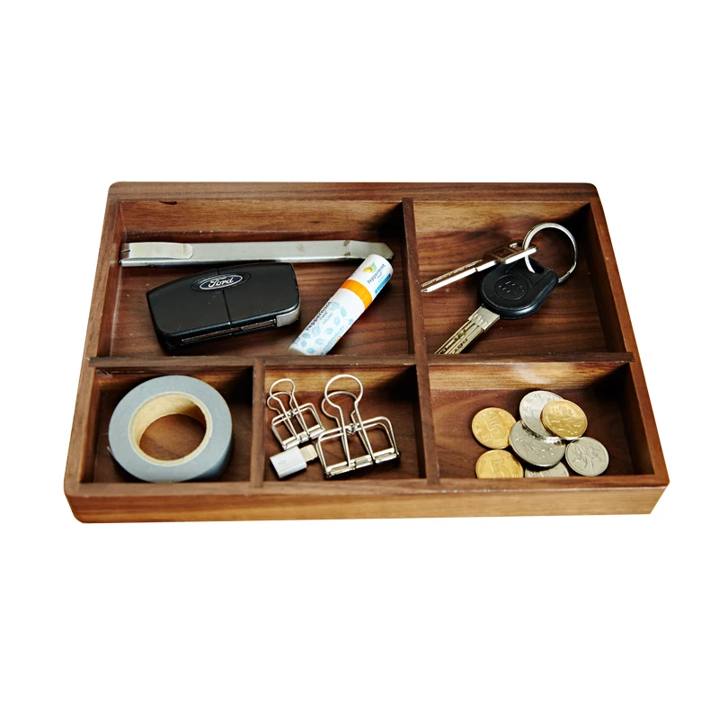 Solid Wood Office Desk Organizer Multi-Use Natural Wood 5 Slots Storage Box Keys Coins Sundries Holders End Table Jewelry Box Solid Wood Office Desk Organizer Multi-Use Natural Wood 5 Slots Storage Box Keys Coins Sundries Holders End Table Jewelry Box